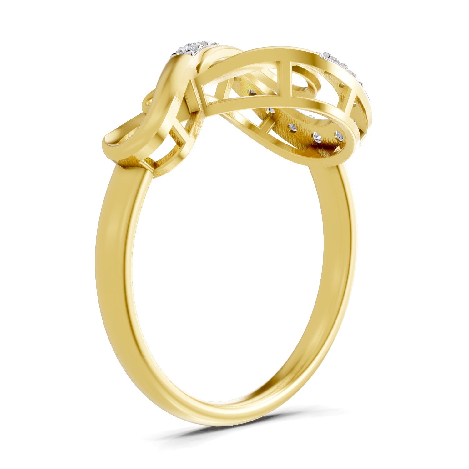 Lab Grown Diamond Ring 0.24 Carat IGI Certified Round Shape 925 Sterling Silver Yellow Gold Plated Infinity Ring