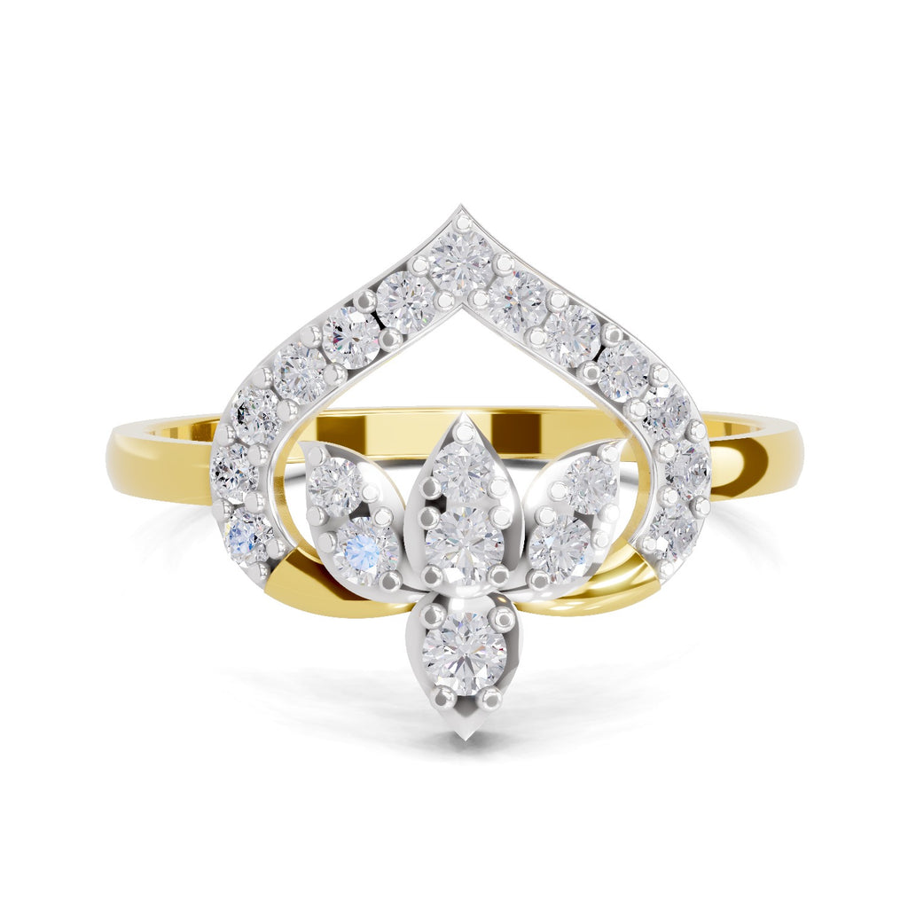 Lab Grown Diamond Ring 0.3 Carat IGI Certified Round Shape F-G VS Quality| 925 Sterling Silver Gold Plated Lotus Diamond Ring