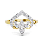 Lab Grown Diamond Ring 0.3 Carat IGI Certified Round Shape F-G VS Quality| 925 Sterling Silver Gold Plated Lotus Diamond Ring