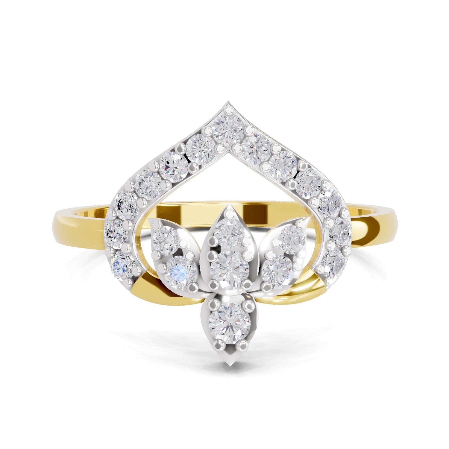 Lab Grown Diamond Ring 0.3 Carat IGI Certified Round Shape F-G VS Quality| 925 Sterling Silver Gold Plated Lotus Diamond Ring