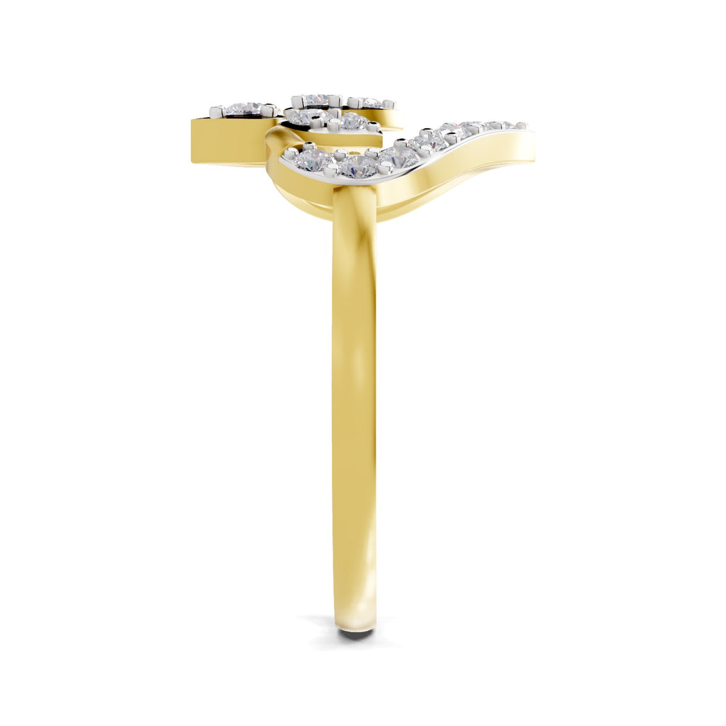 Lab Grown Diamond Ring 0.3 Carat IGI Certified Round Shape F-G VS Quality| 925 Sterling Silver Gold Plated Lotus Diamond Ring