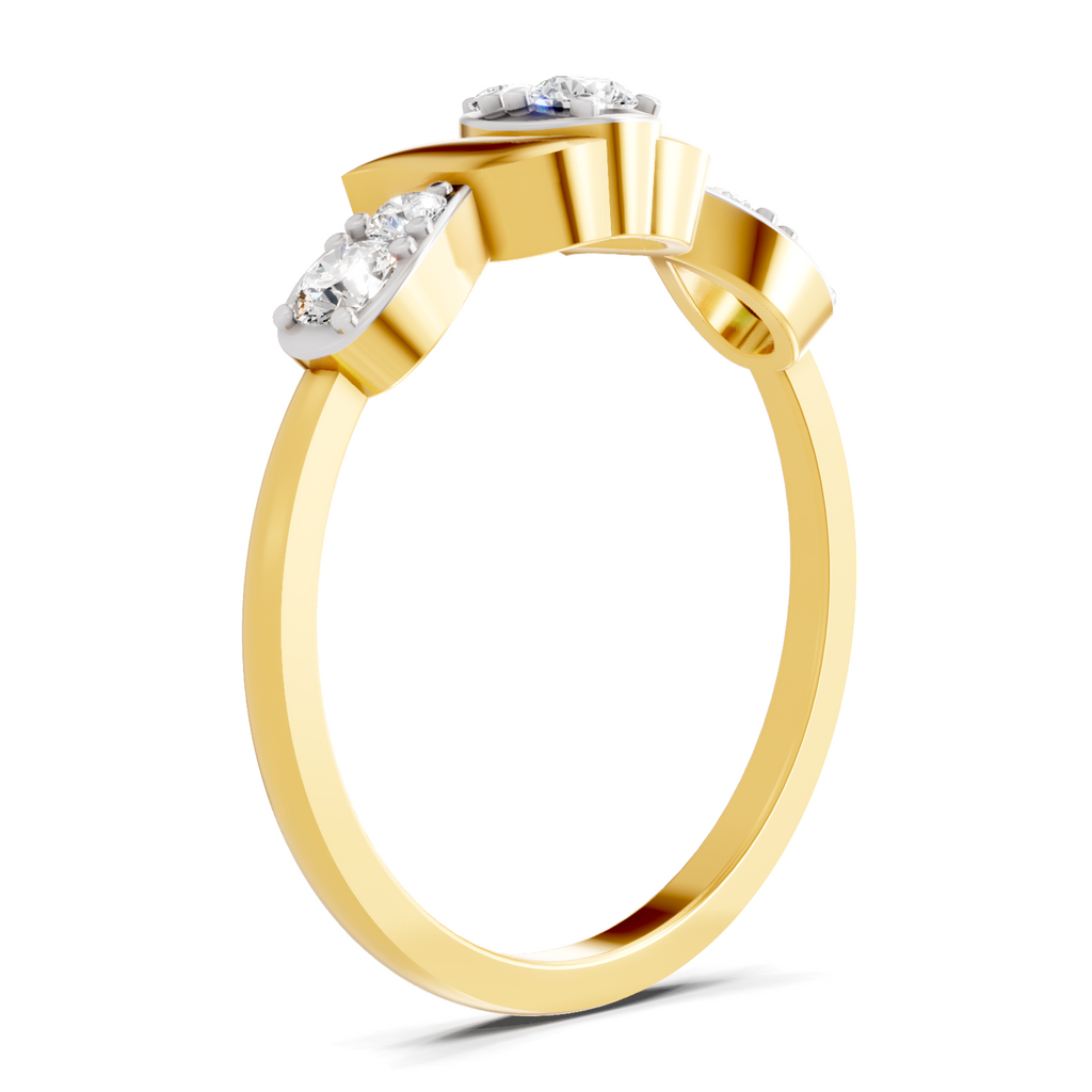 Lab Grown Diamond Ring 0.3 Carat IGI Certified Round Shape F-G VS Quality| 925 Sterling Silver Gold Plated Lotus Ring