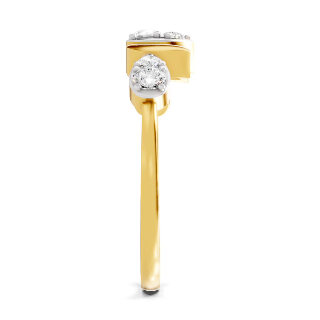 Lab Grown Diamond Ring 0.3 Carat IGI Certified Round Shape F-G VS Quality| 925 Sterling Silver Gold Plated Lotus Ring