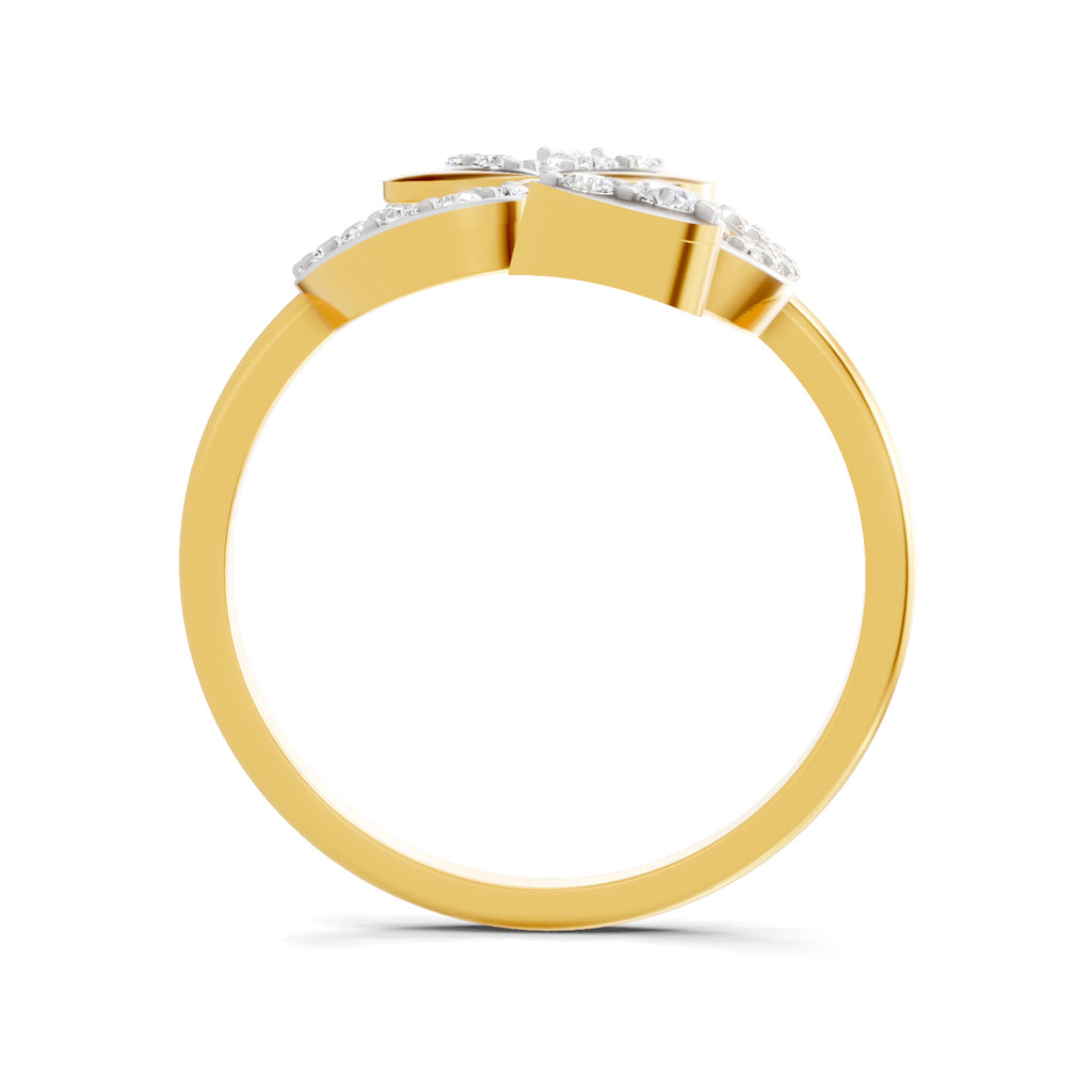 Lab Grown Diamond Ring 0.4 Carat IGI Certified Round Shape 925 Sterling Silver Gold Plated Lotus Ring