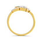 Lab Grown Diamond Ring 0.4 Carat IGI Certified Round Shape 925 Sterling Silver Gold Plated Lotus Ring