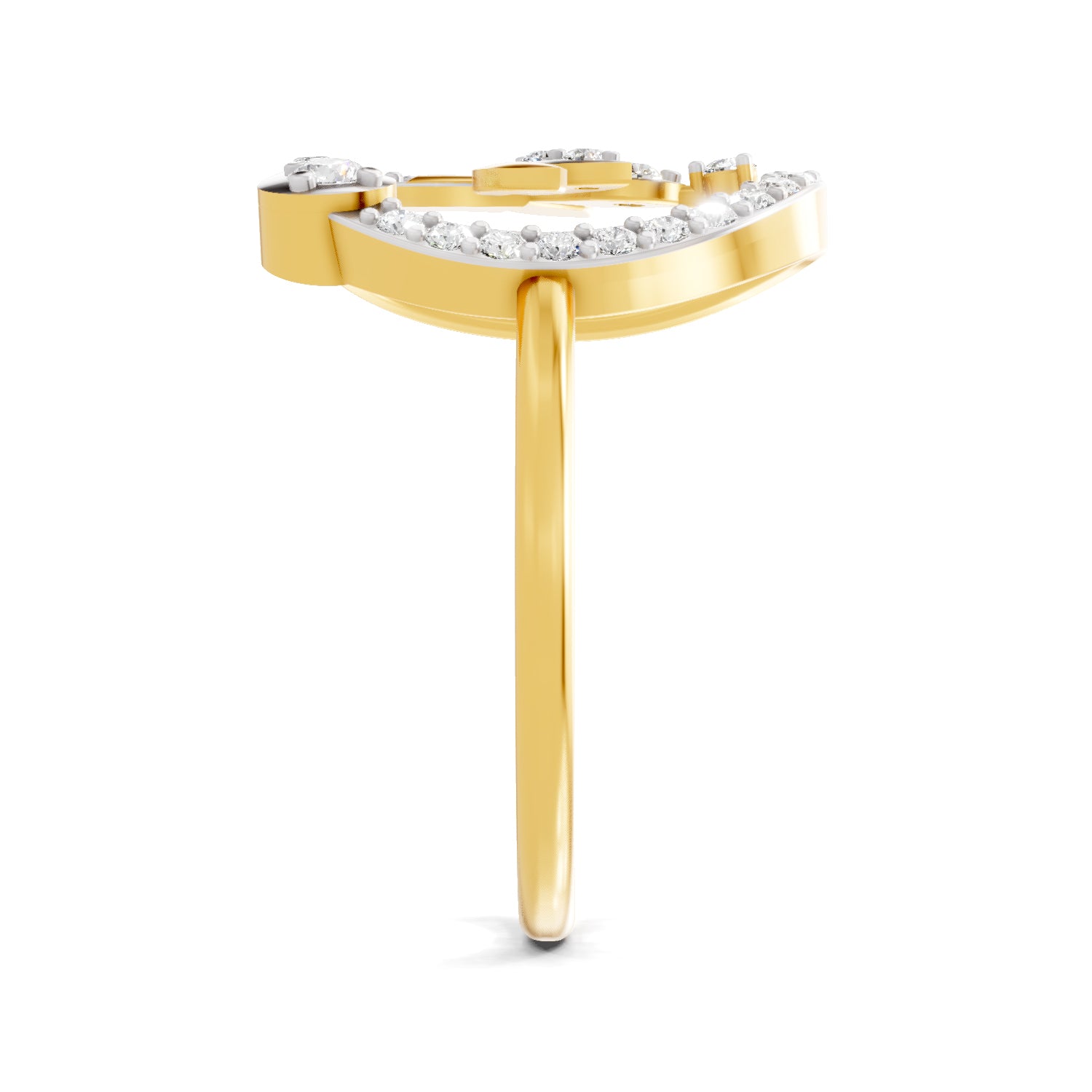 Lab Grown Diamond Ring 0.4 Carat IGI Certified Round Shape 925 Sterling Silver Gold Plated Lotus Ring