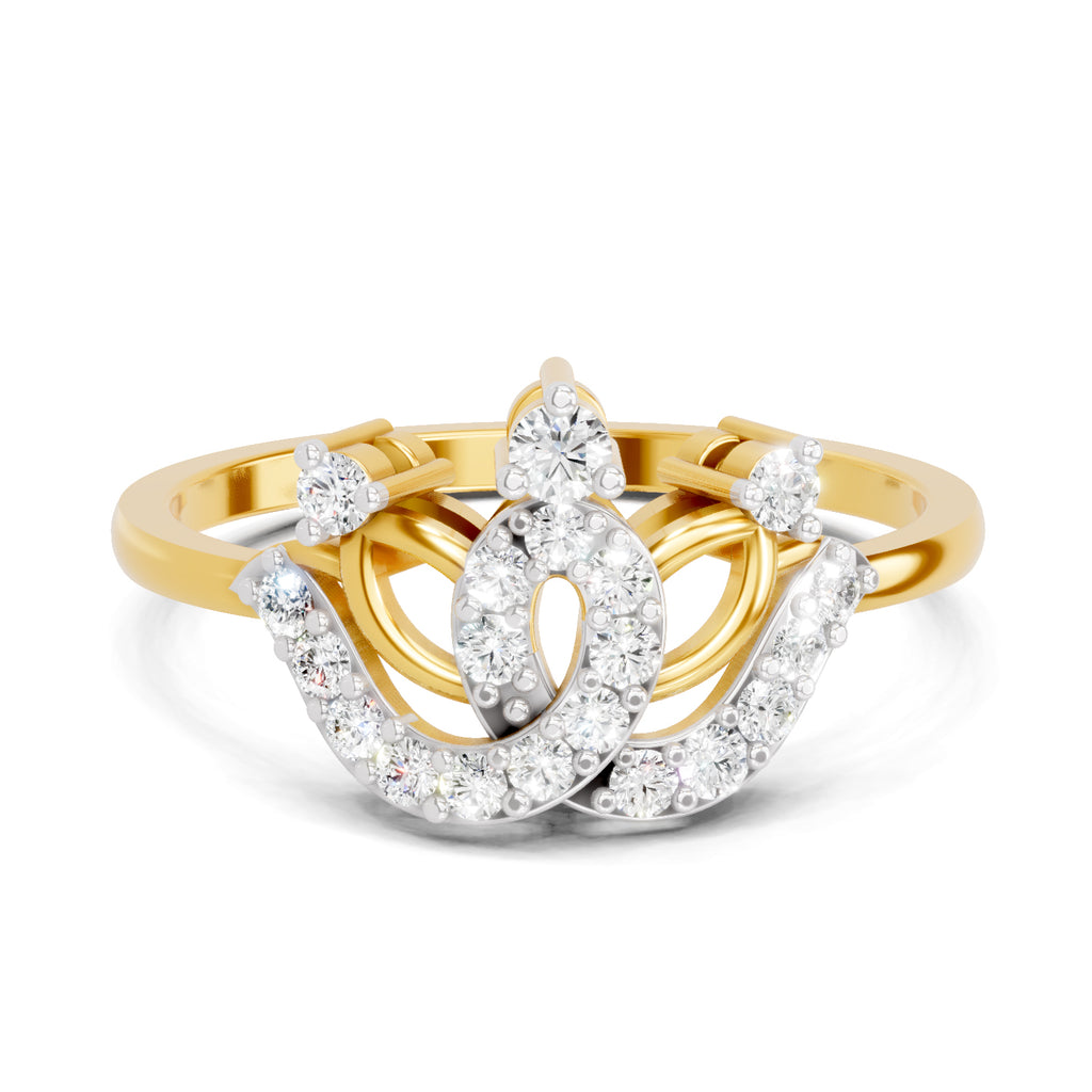 Lab Grown Diamond Ring 0.22 Carat IGI Certified Round Shape 925 Sterling Silver Gold Plated Lotus Ring