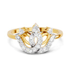Lab Grown Diamond Ring 0.22 Carat IGI Certified Round Shape 925 Sterling Silver Gold Plated Lotus Ring
