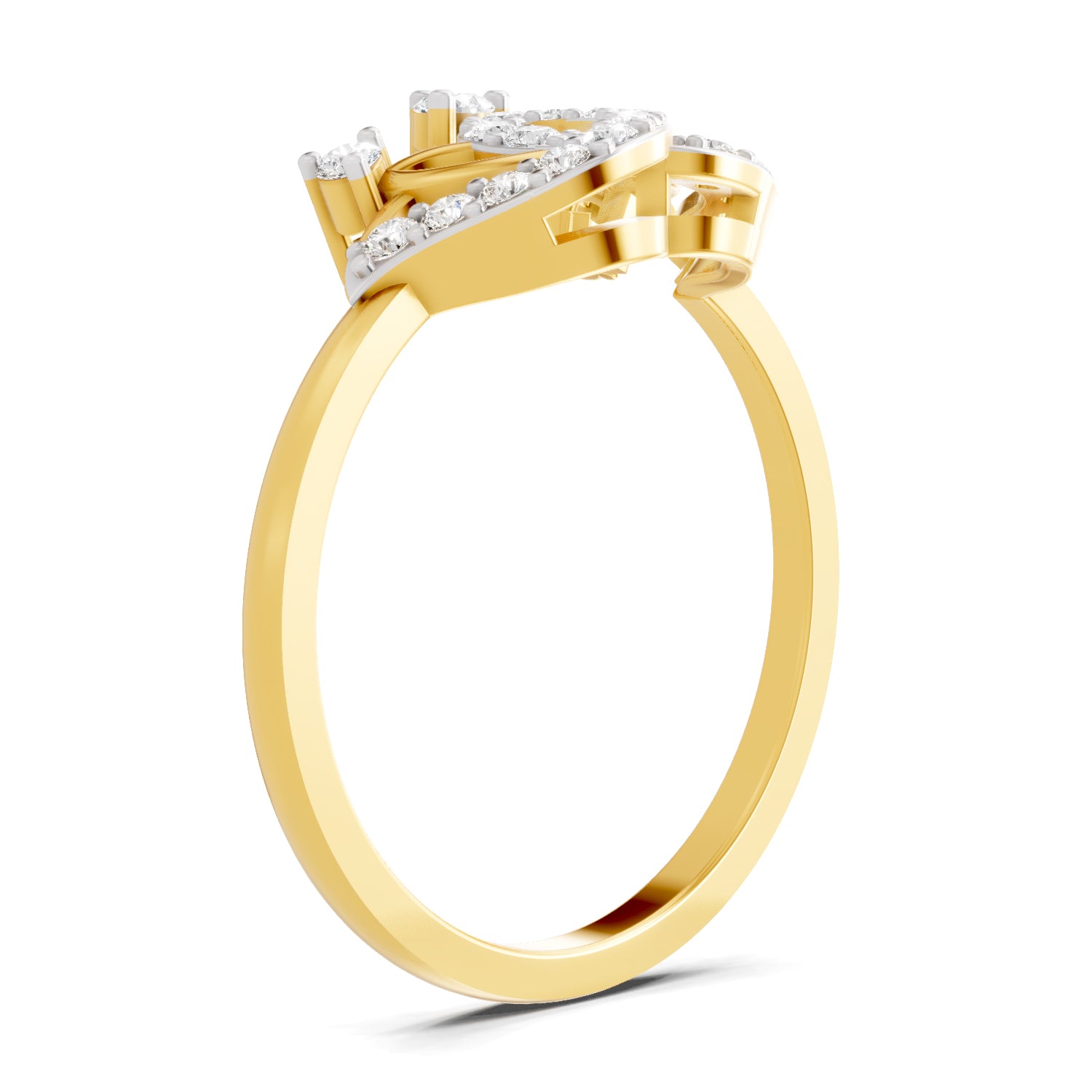 Lab Grown Diamond Ring 0.22 Carat IGI Certified Round Shape 925 Sterling Silver Gold Plated Lotus Ring