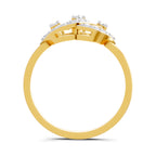Lab Grown Diamond Ring 0.22 Carat IGI Certified Round Shape 925 Sterling Silver Gold Plated Lotus Ring