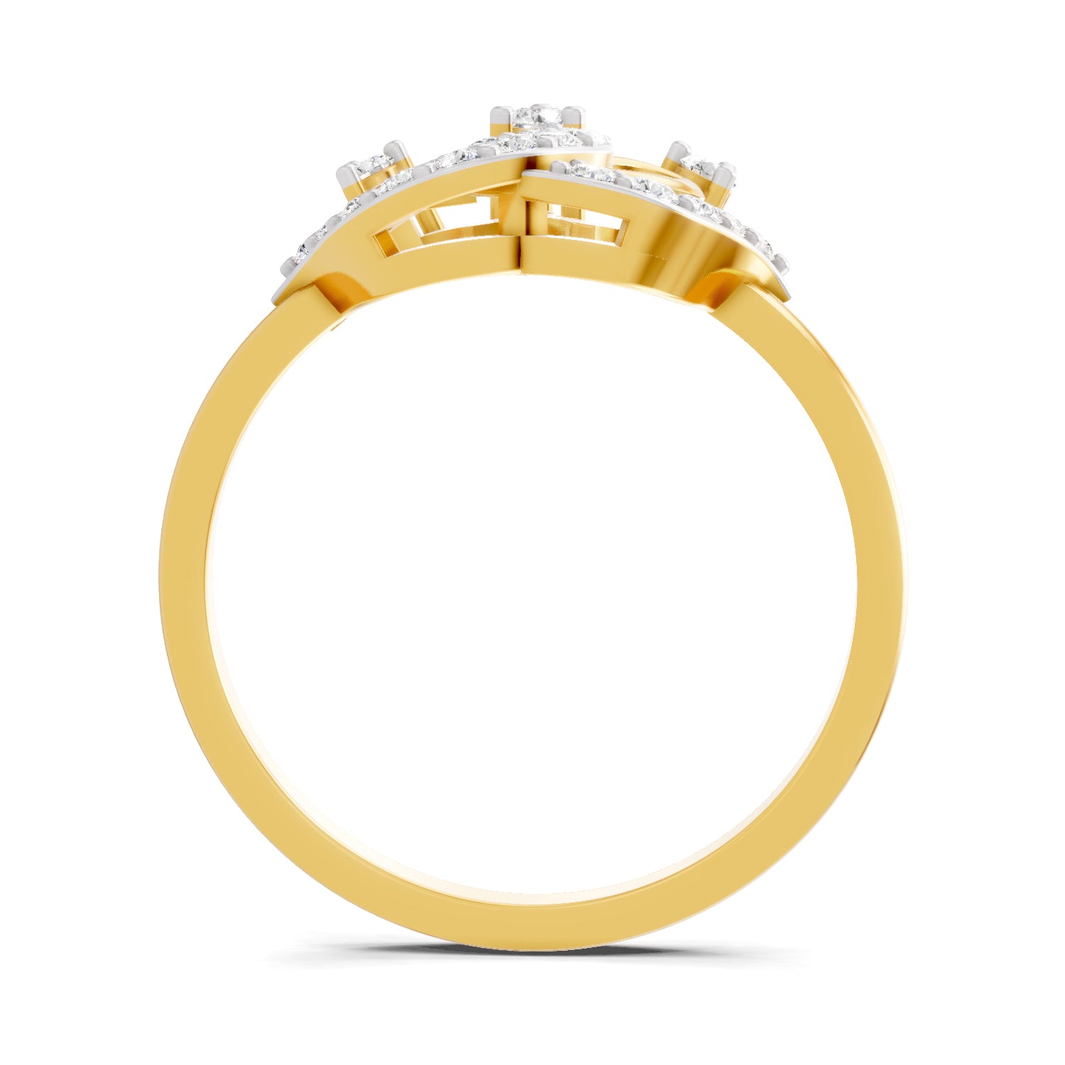 Lab Grown Diamond Ring 0.22 Carat IGI Certified Round Shape 925 Sterling Silver Gold Plated Lotus Ring