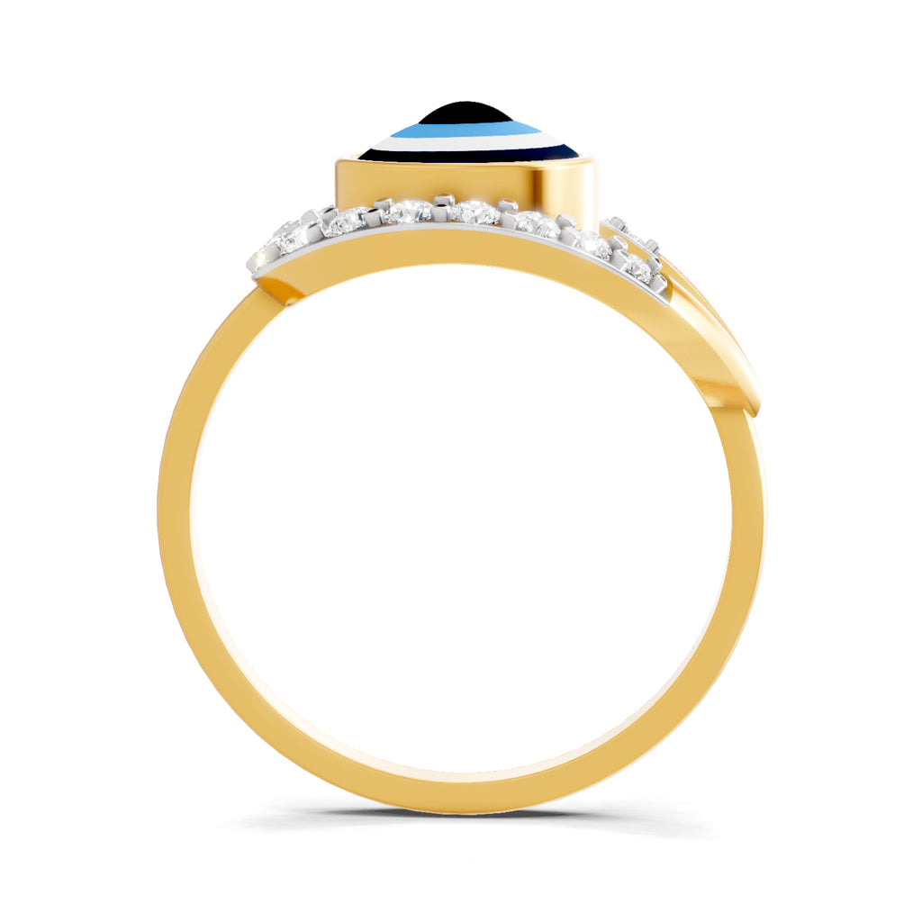 Lab Grown Diamond Ring 0.34 Carat IGI Certified Round Shape 925 Sterling Silver Gold Plated Evil Eye Ring