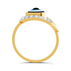 Lab Grown Diamond Ring 0.34 Carat IGI Certified Round Shape 925 Sterling Silver Gold Plated Evil Eye Ring