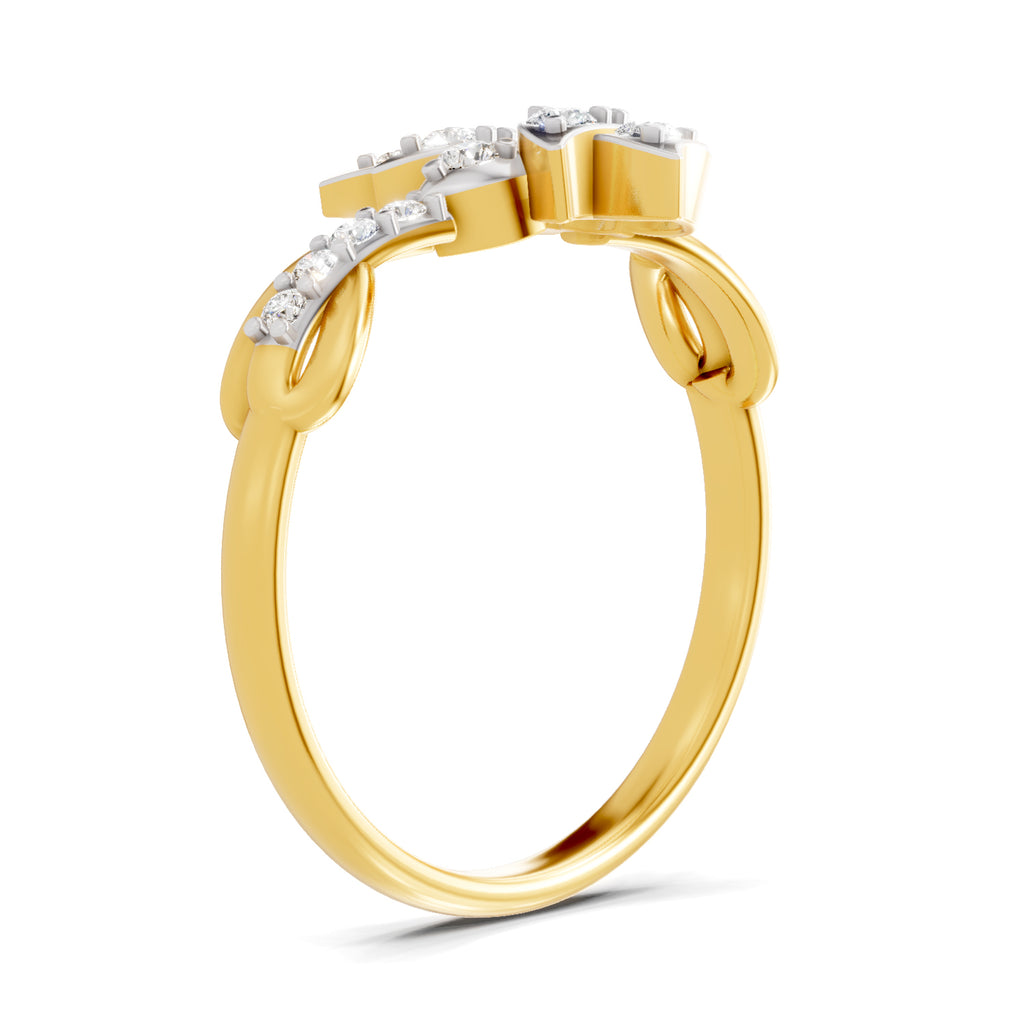 Lab Grown Diamond Ring 0.28 Carat IGI Certified Round Shape 925 Sterling Silver Gold Plated Lotus Ring