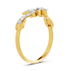 Lab Grown Diamond Ring 0.28 Carat IGI Certified Round Shape 925 Sterling Silver Gold Plated Lotus Ring