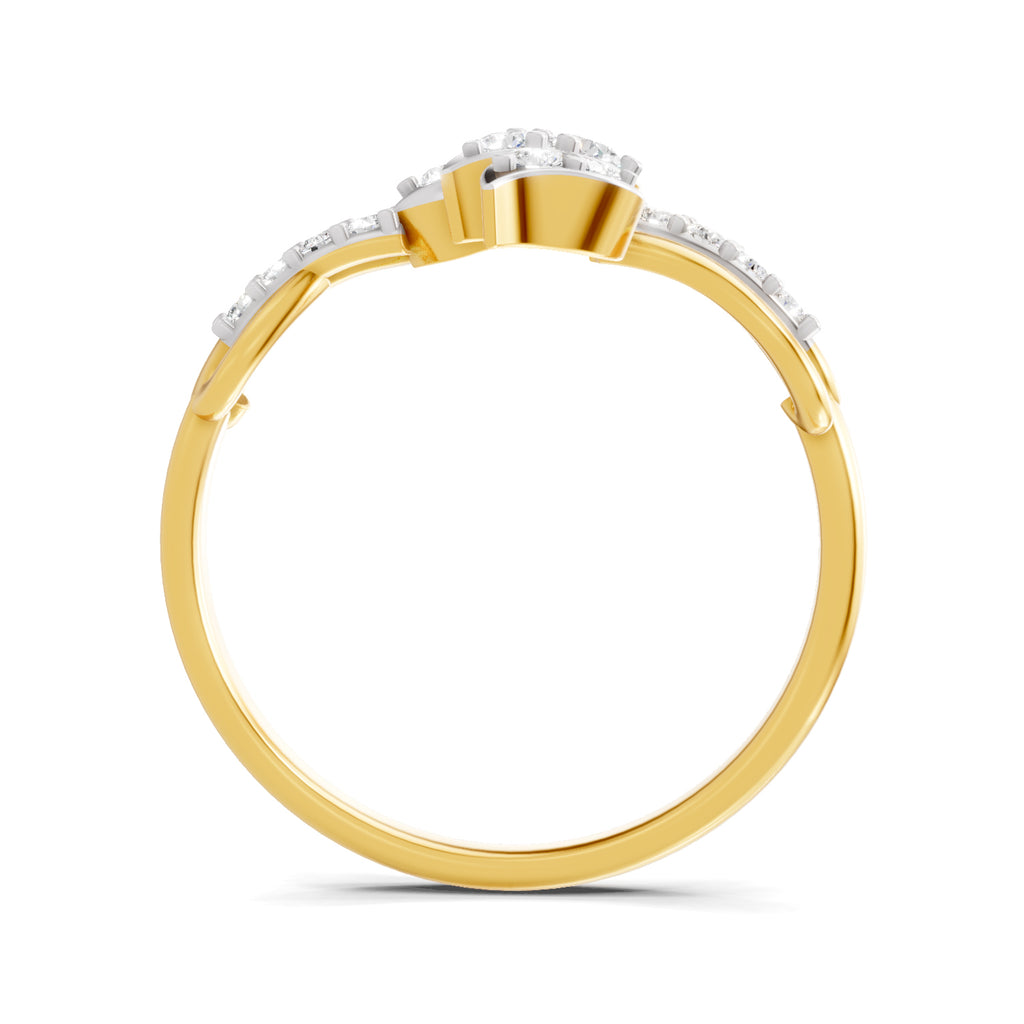 Lab Grown Diamond Ring 0.28 Carat IGI Certified Round Shape 925 Sterling Silver Gold Plated Lotus Ring