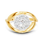 Lab Grown Diamond Ring 0.72 Carat IGI Certified Round Shape 925 Sterling Silver Gold Plated Evil Eye Ring