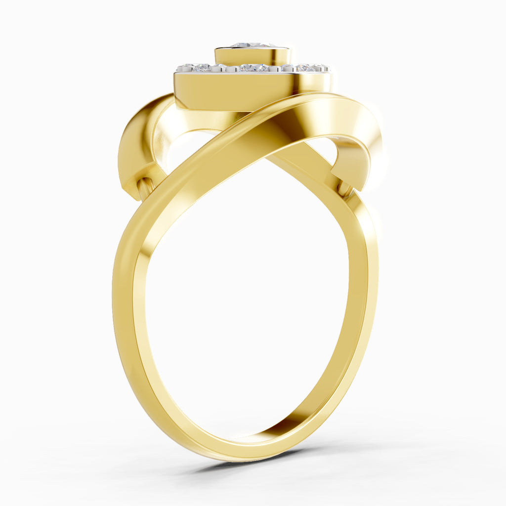Lab Grown Diamond Ring 0.72 Carat IGI Certified Round Shape 925 Sterling Silver Gold Plated Evil Eye Ring