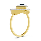 Lab Grown Diamond Ring 0.2 Carat IGI Certified Round Shape 925 Sterling Silver Gold Plated Evil Eye Ring