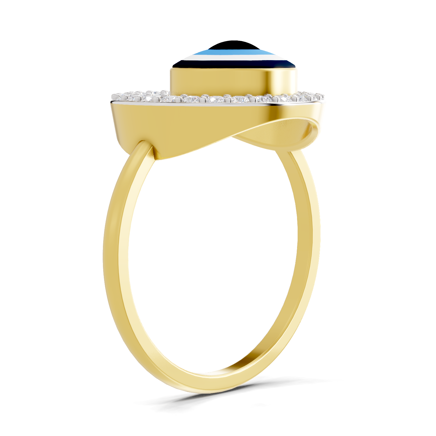 Lab Grown Diamond Ring 0.2 Carat IGI Certified Round Shape 925 Sterling Silver Gold Plated Evil Eye Ring