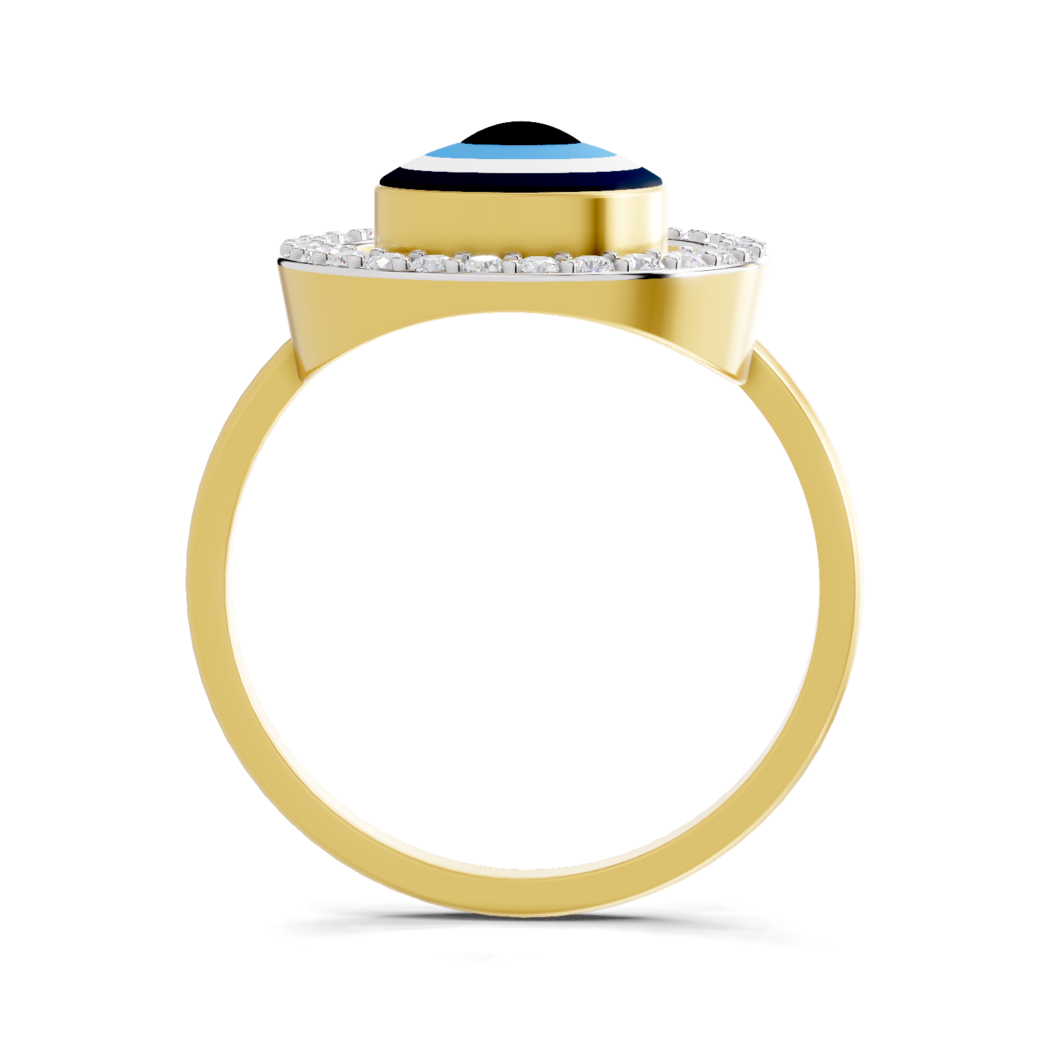 Lab Grown Diamond Ring 0.2 Carat IGI Certified Round Shape 925 Sterling Silver Gold Plated Evil Eye Ring
