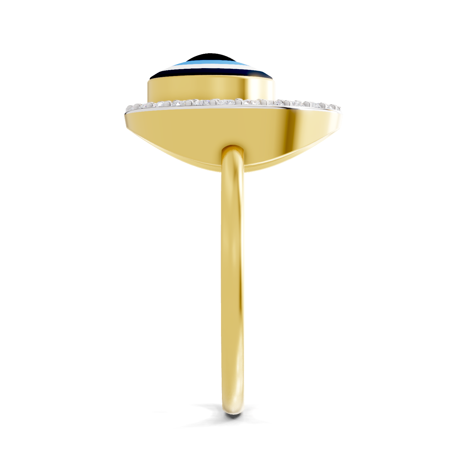 Lab Grown Diamond Ring 0.2 Carat IGI Certified Round Shape 925 Sterling Silver Gold Plated Evil Eye Ring