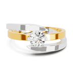 Lab Grown Diamond Ring 0.5 Carat IGI Certified Round Shape 925 Sterling Silver Gold Plated Solitaire Ring