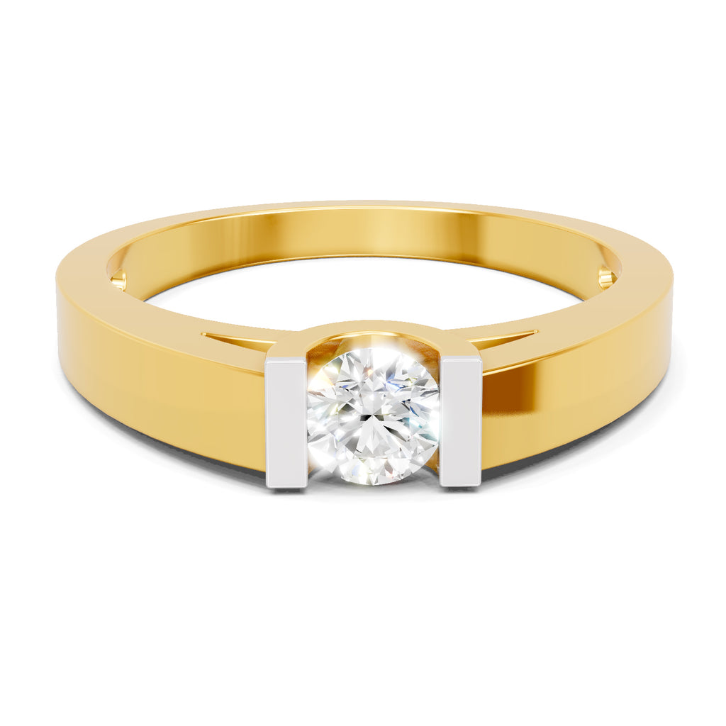 Lab Grown Diamond Ring 0.35 Carat IGI Certified Round Shape 925 Sterling Silver Gold Plated Solitaire Ring