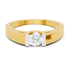 Lab Grown Diamond Ring 0.35 Carat IGI Certified Round Shape 925 Sterling Silver Gold Plated Solitaire Ring