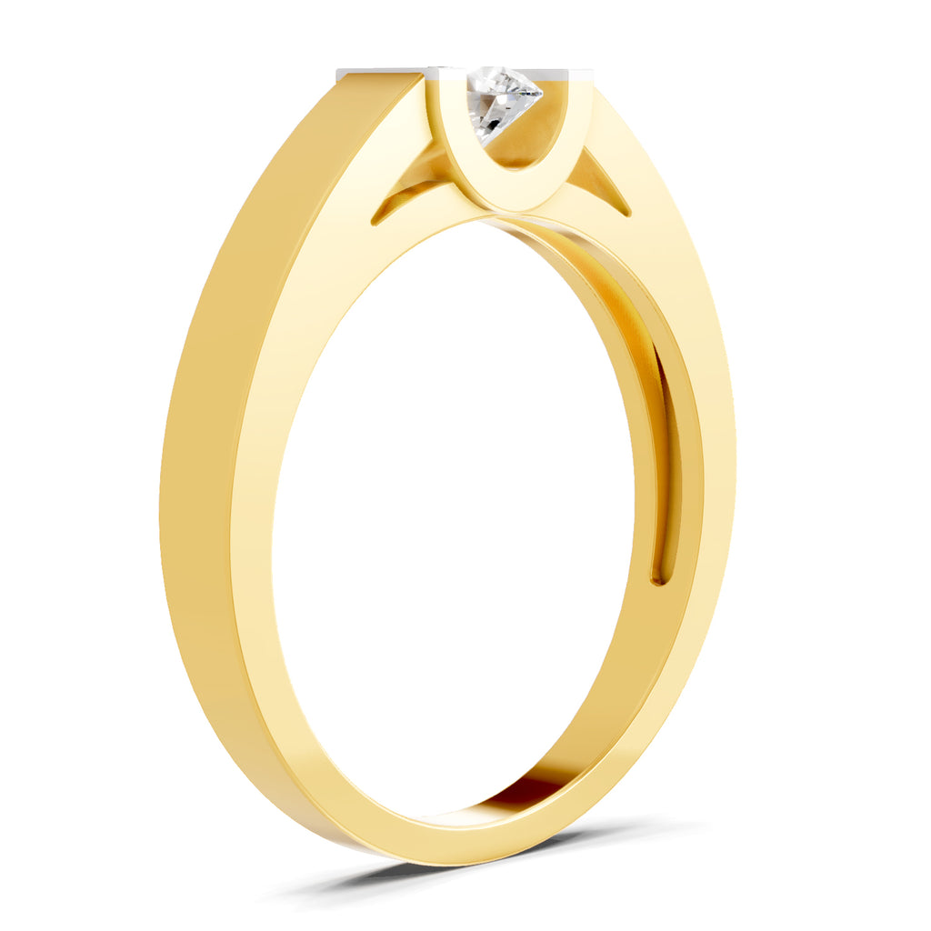 Lab Grown Diamond Ring 0.35 Carat IGI Certified Round Shape 925 Sterling Silver Gold Plated Solitaire Ring