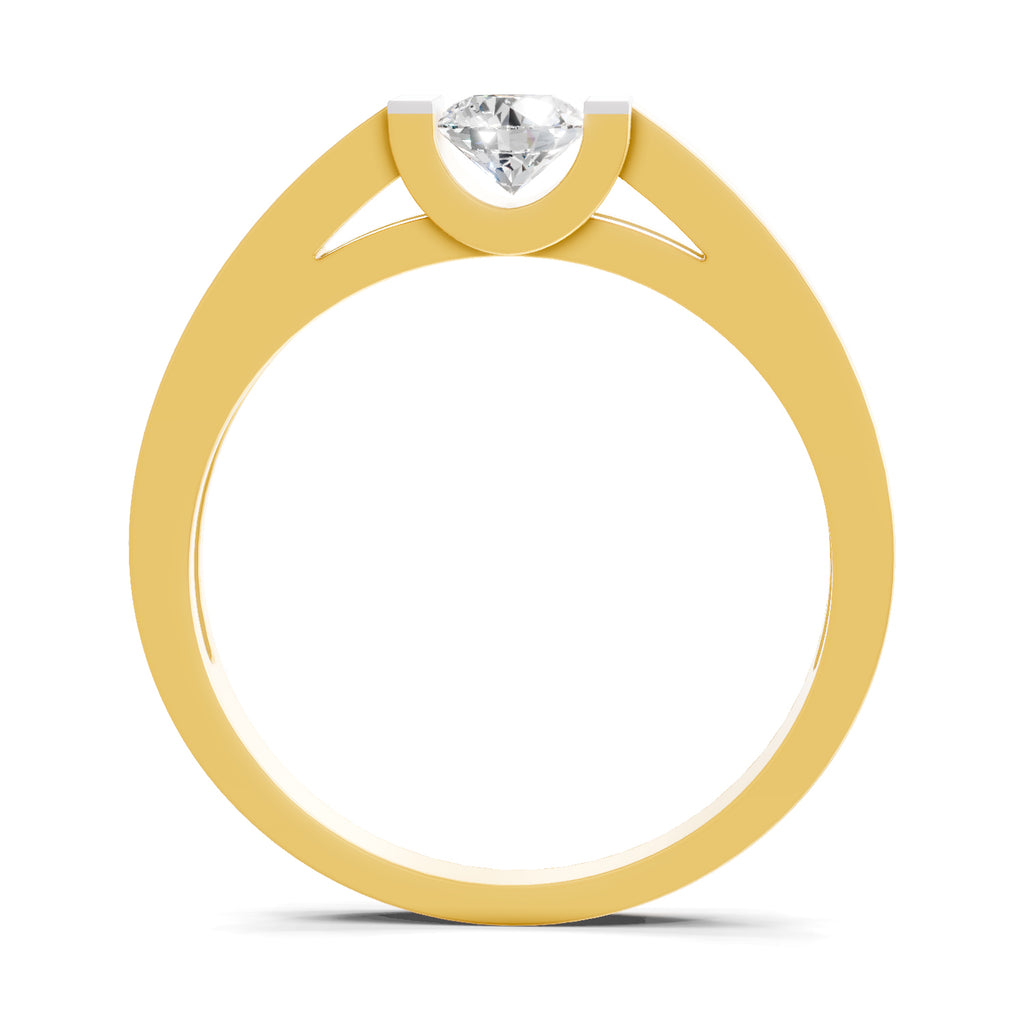 Lab Grown Diamond Ring 0.35 Carat IGI Certified Round Shape 925 Sterling Silver Gold Plated Solitaire Ring