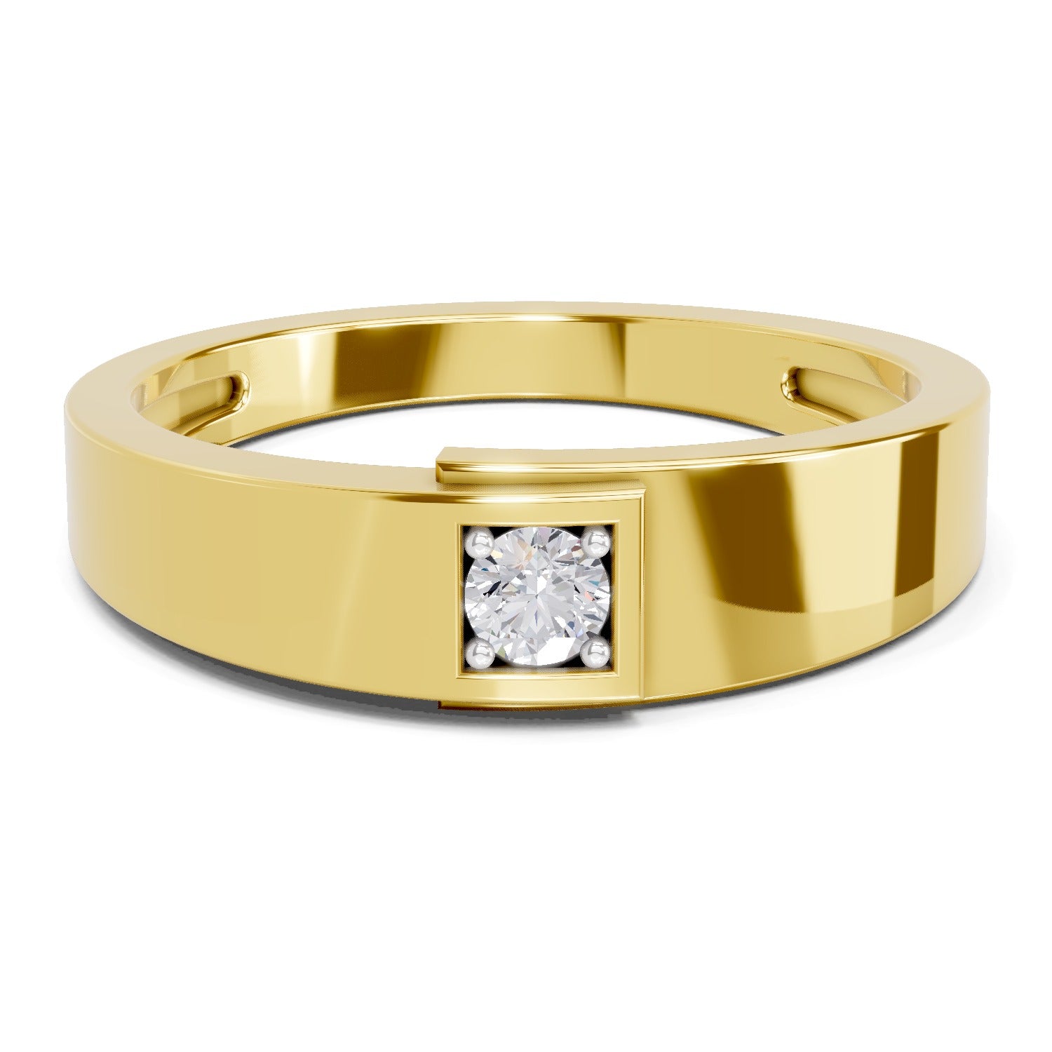 Lab Grown Diamond Ring 0.11 Carat IGI Certified Round Shape 925 Sterling Silver Gold Plated Solitaire Ring