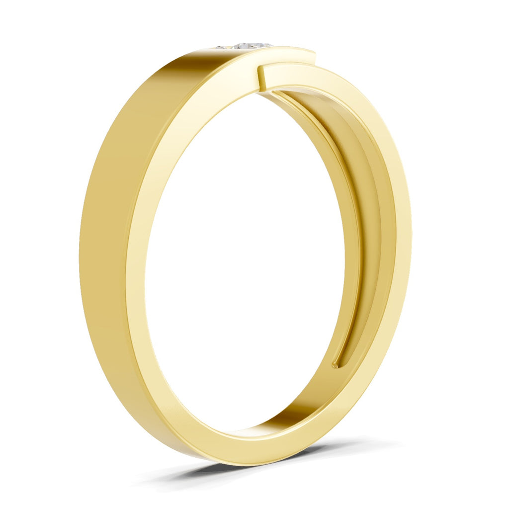 Lab Grown Diamond Ring 0.11 Carat IGI Certified Round Shape 925 Sterling Silver Gold Plated Solitaire Ring