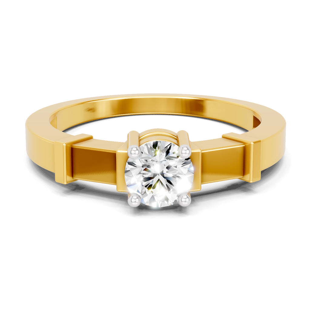 Lab Grown Diamond Ring 0.5 Carat IGI Certified Round Shape 925 Sterling Silver Gold Plated 4 Prong Solitaire Ring