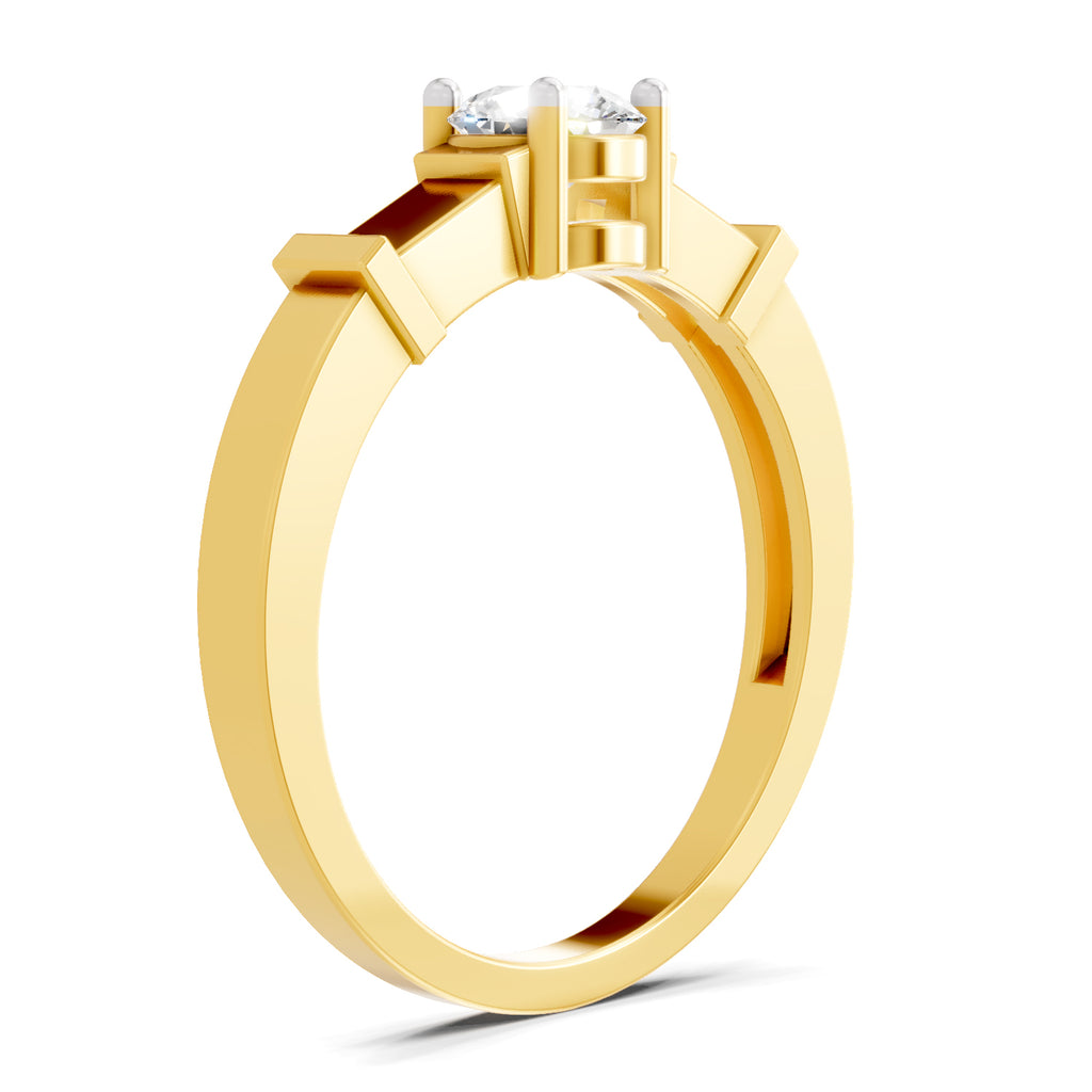 Lab Grown Diamond Ring 0.5 Carat IGI Certified Round Shape 925 Sterling Silver Gold Plated 4 Prong Solitaire Ring