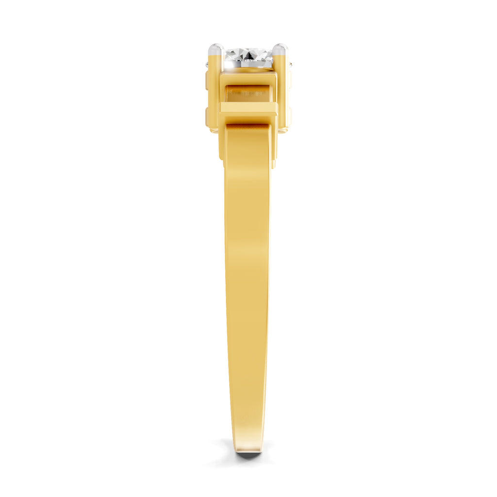 Lab Grown Diamond Ring 0.5 Carat IGI Certified Round Shape 925 Sterling Silver Gold Plated 4 Prong Solitaire Ring