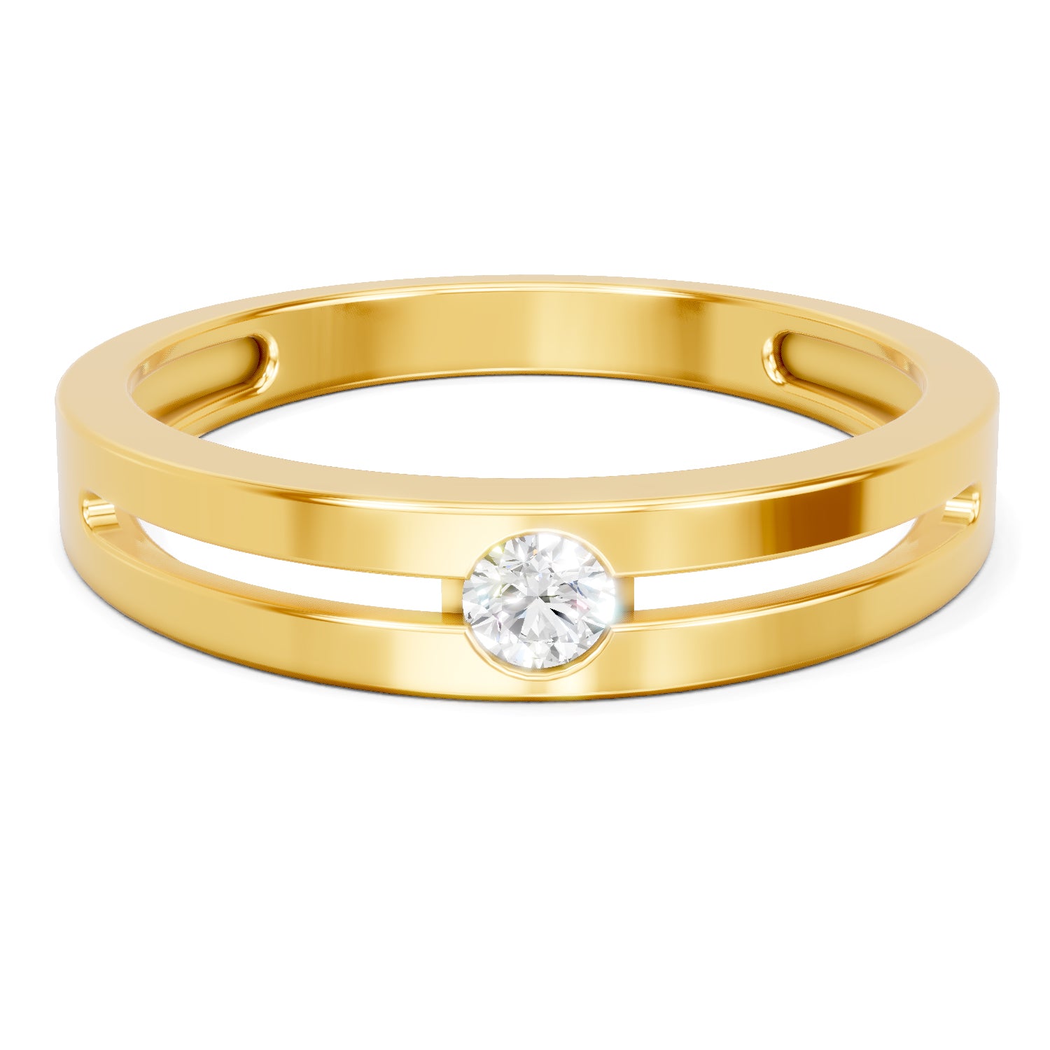 Lab Grown Diamond Ring For Men 0.13 Carat IGI Certified Round Shape 925 Sterling Silver Gold Plated Solitaire Ring