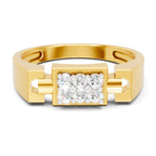 Lab Grown Diamond Ring For Men 0.23 Carat IGI Certified Round Shape 925 Sterling Silver Gold Plated Fashion Ring