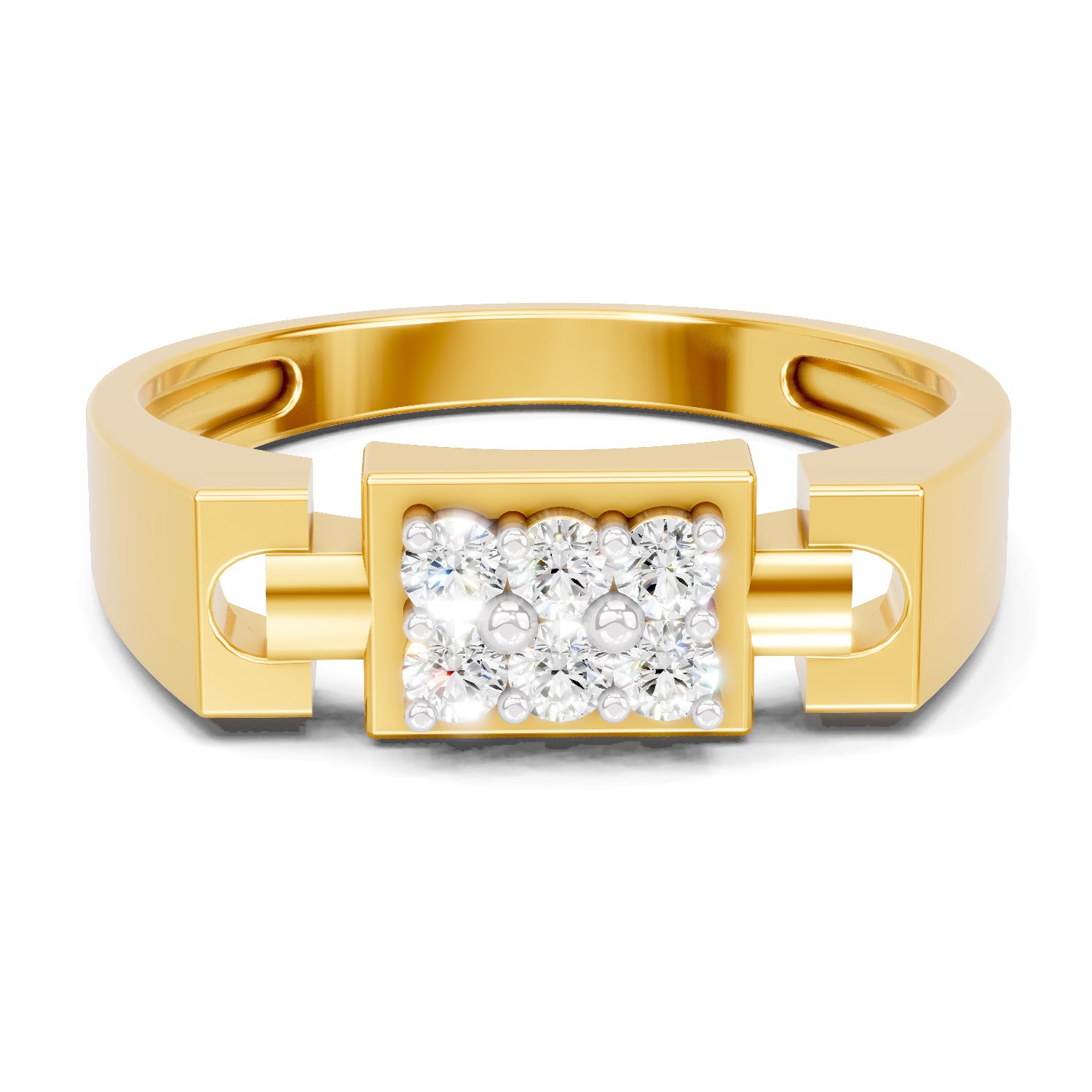 Lab Grown Diamond Ring For Men 0.23 Carat IGI Certified Round Shape 925 Sterling Silver Gold Plated Fashion Ring