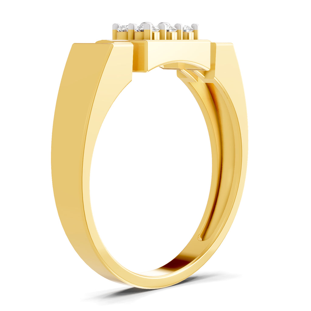 Lab Grown Diamond Ring For Men 0.23 Carat IGI Certified Round Shape 925 Sterling Silver Gold Plated Fashion Ring