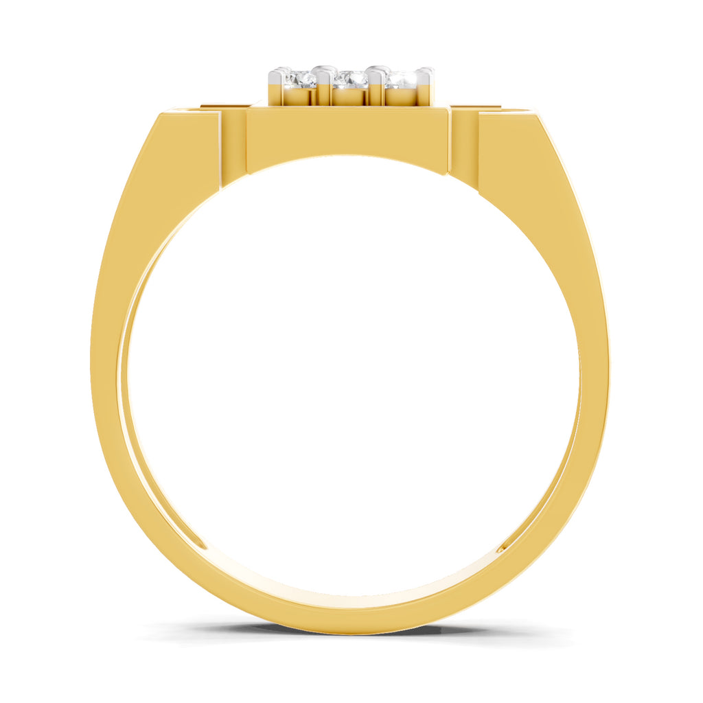 Lab Grown Diamond Ring For Men 0.23 Carat IGI Certified Round Shape 925 Sterling Silver Gold Plated Fashion Ring