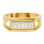 Lab Grown Diamond Ring For Men 0.26 Carat IGI Certified Round Shape F-G VS Quality| 925 Sterling Silver Gold Plated Diamond Bar Fashion Ring