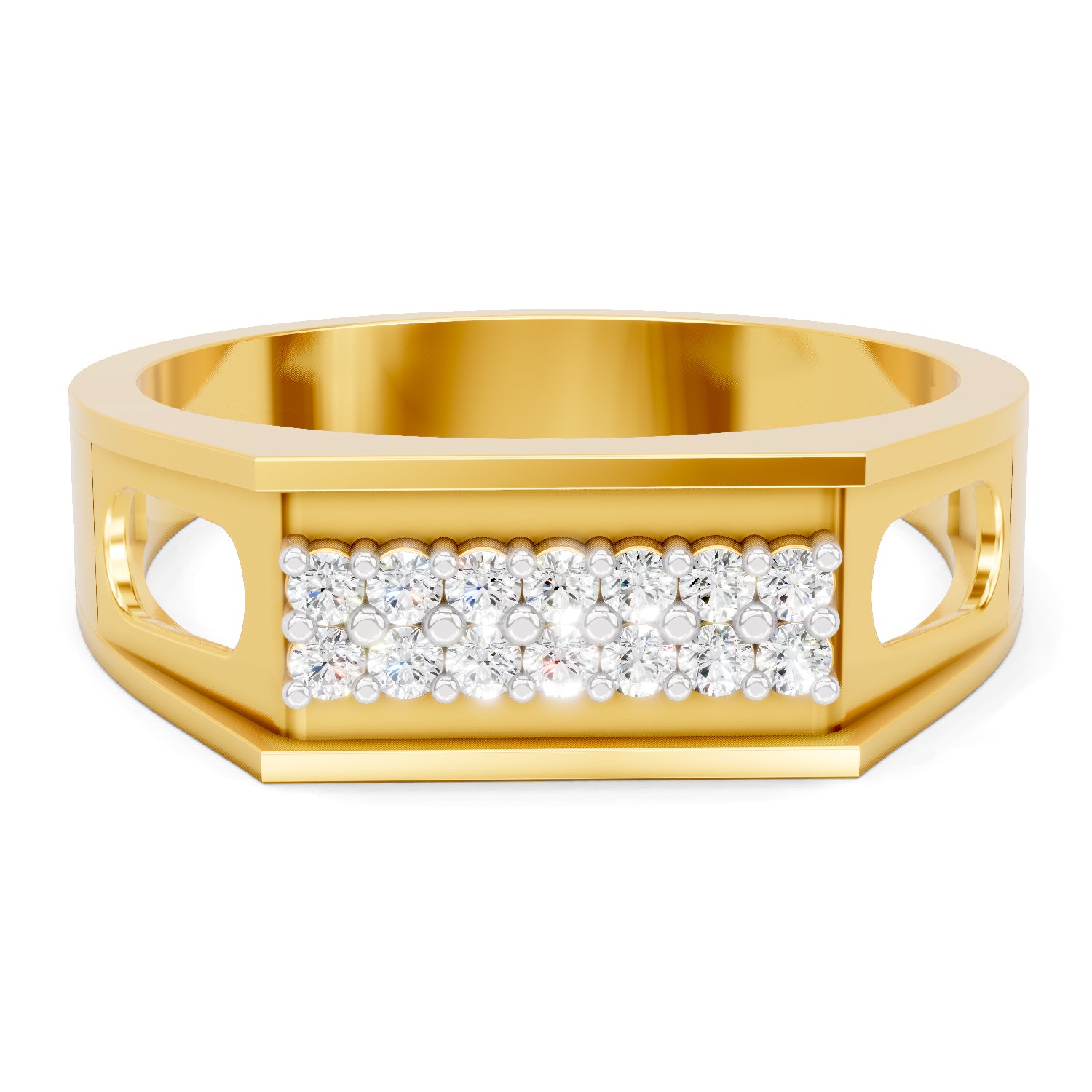 Lab Grown Diamond Ring For Men 0.26 Carat IGI Certified Round Shape F-G VS Quality| 925 Sterling Silver Gold Plated Diamond Bar Fashion Ring