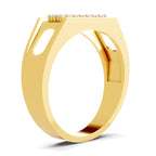 Lab Grown Diamond Ring For Men 0.26 Carat IGI Certified Round Shape F-G VS Quality| 925 Sterling Silver Gold Plated Diamond Bar Fashion Ring