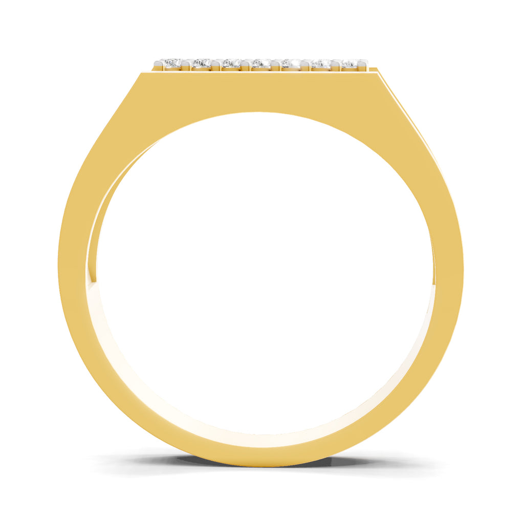 Lab Grown Diamond Ring For Men 0.26 Carat IGI Certified Round Shape F-G VS Quality| 925 Sterling Silver Gold Plated Diamond Bar Fashion Ring
