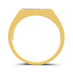 Lab Grown Diamond Ring For Men 0.26 Carat IGI Certified Round Shape F-G VS Quality| 925 Sterling Silver Gold Plated Diamond Bar Fashion Ring