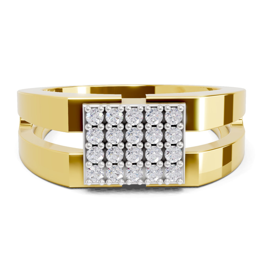 Lab Grown Diamond Ring For Men 0.5 Carat IGI Certified Round Shape 925 Sterling Silver Gold Plated Fashion Ring