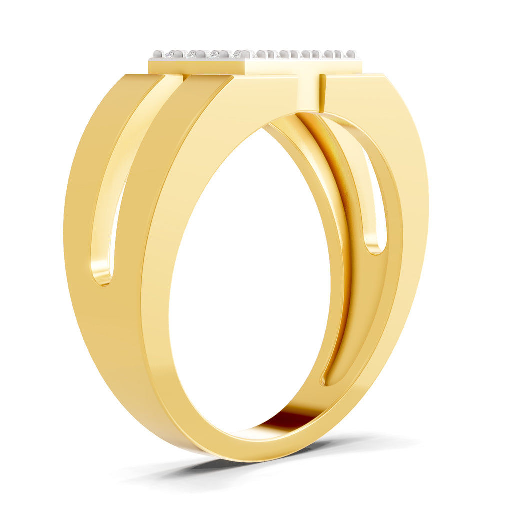 Lab Grown Diamond Ring For Men 0.5 Carat IGI Certified Round Shape 925 Sterling Silver Gold Plated Fashion Ring