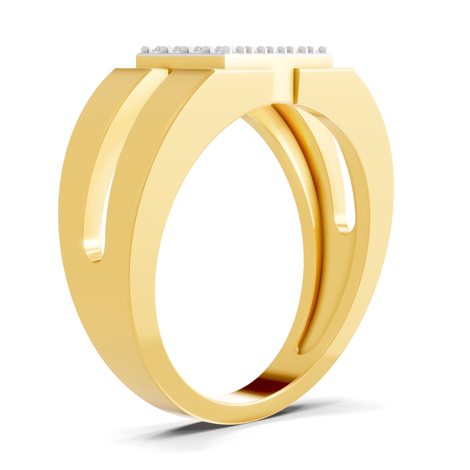 Lab Grown Diamond Ring For Men 0.5 Carat IGI Certified Round Shape 925 Sterling Silver Gold Plated Fashion Ring