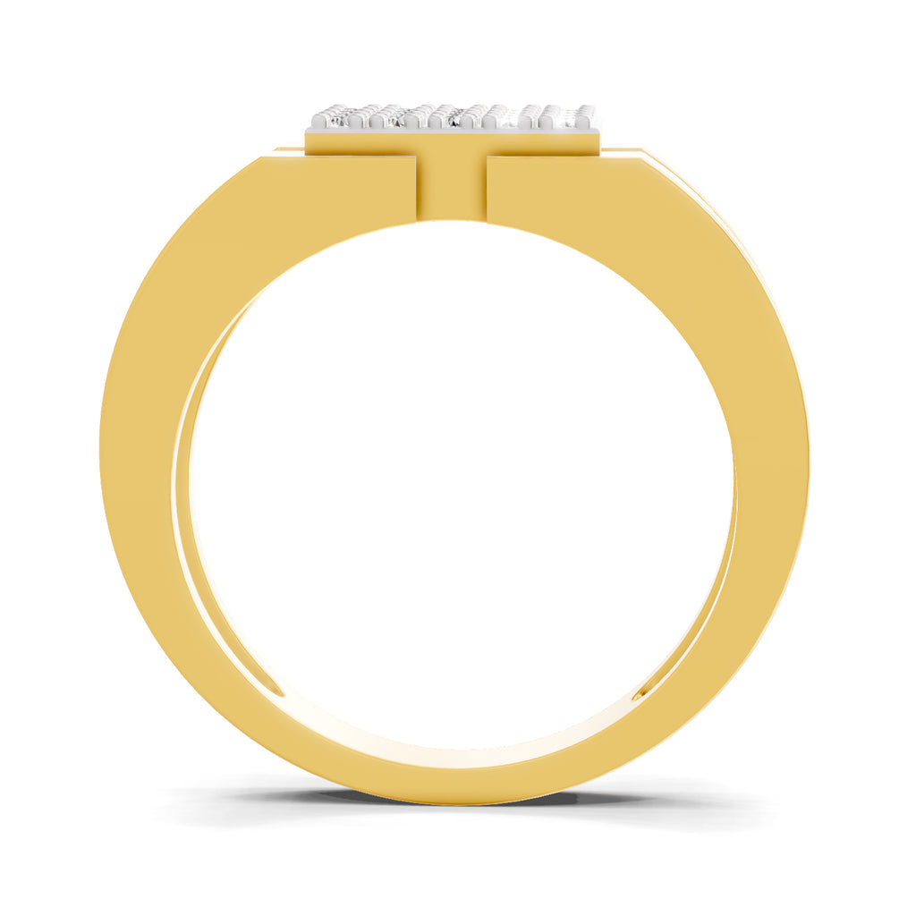 Lab Grown Diamond Ring For Men 0.5 Carat IGI Certified Round Shape 925 Sterling Silver Gold Plated Fashion Ring